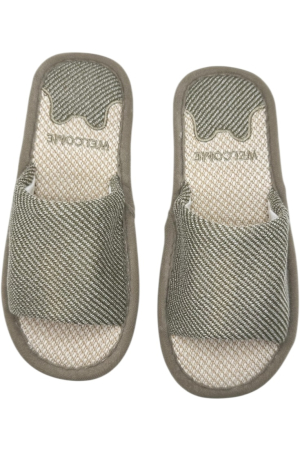 Papuci de casă damă Tecos gri imprimeu Welcome – confort și căldură [5]