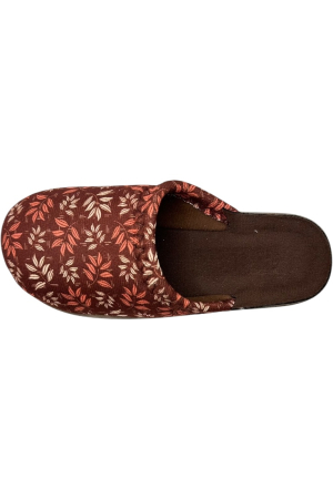 Papuci de casă damă Tecos® maro cu imprimeu floral – model elegant și confortabil [2]