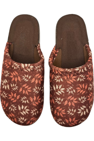Papuci de casă damă Tecos® maro cu imprimeu floral – model elegant și confortabil [5]