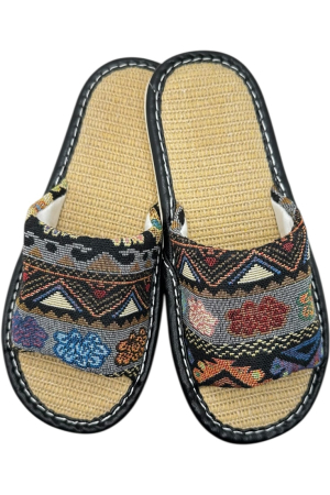 Papuci casa dama - papuci-de-casa-dama-tecos-negru-model-traditional-romanesc