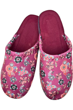 Papuci casa dama - Papuci de casă damă Tecos roșu floral – confort și stil