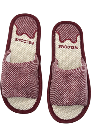 Papuci de casă damă Tecos roșu imprimeu Welcome – confort și căldură [5]