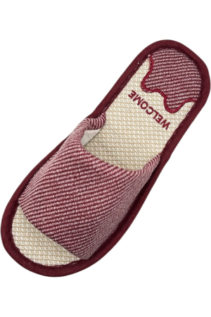 Papuci de casă damă Tecos roșu imprimeu Welcome – confort și căldură [3]