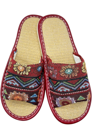 Papuci casa dama - papuci-de-casa-dama-tecos-rosu-model-traditional-romanesc