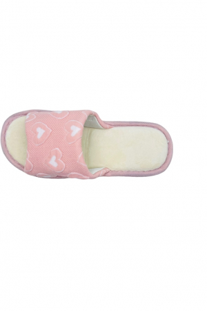 Papuci de casa pentru dama, Tecos®, roz, marime 40-41, 27 centimetri, talpa foarte confortabila, imprimeu inimioare, greutate redusa [2]