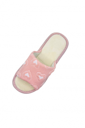Papuci de casa pentru dama, Tecos®, roz, marime 40-41, 27 centimetri, talpa foarte confortabila, imprimeu inimioare, greutate redusa [5]