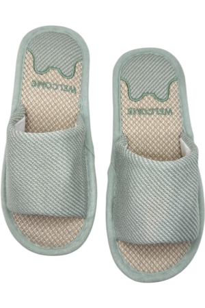 Papuci de casă damă Tecos verde imprimeu Welcome – confort și căldură [5]