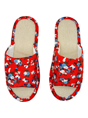 Papuci de casă pentru femei Tecos® roșii cu model floral și talpă respirabilă – mărimi 36-41 [3]