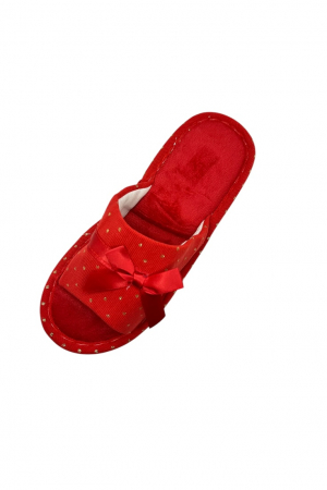 Papuci de casa pentru femei, Tecos®, roșu cu stelute aurii, confortabili, talpa respirabila, marime 36-37, 23 centimetri [2]
