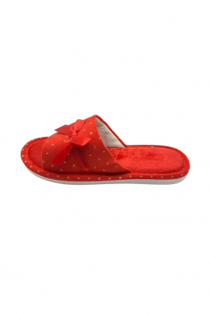 Papuci de casa pentru femei, Tecos®, roșu cu stelute aurii, confortabili, talpa respirabila, marime 36-37, 23 centimetri [1]
