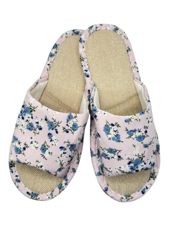 Papuci casa dama - Papuci de casă pentru femei Tecos® roz cu model floral și talpă respirabilă – mărimi 36-41