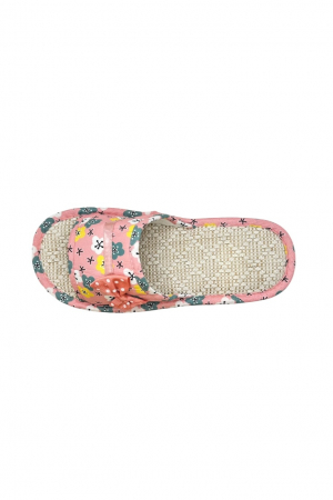 Papuci de casă pentru femei, Tecos®, roz cu model floral, confortabili, talpă respirabilă, marime 40-41, 25 centimetri [2]