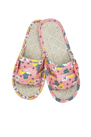 Papuci casa - Papuci de casă pentru femei, Tecos®, roz cu model floral, confortabili, talpă respirabilă, marime 40-41, 25 centimetri