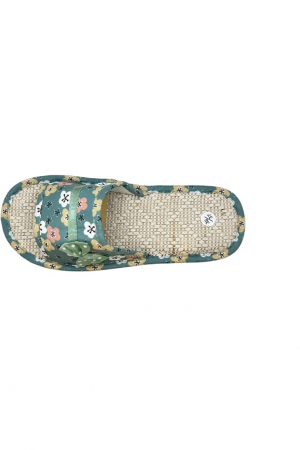Papuci de casă pentru femei, Tecos®, verde cu model floral, confortabili, talpă respirabilă, marime 36-37, 23 centimetri [3]