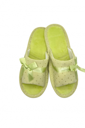 Papuci casa - Papuci de casa pentru femei, Tecos®, verde cu stelute aurii, confortabili, talpa respirabila, marime 36-37, 23 centimetri