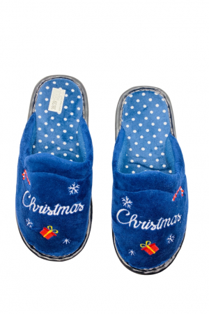 Papuci de Craciun pentru dama, albaștri, mărime 38-39, imprimeu Christmas, 24 centimetri [4]