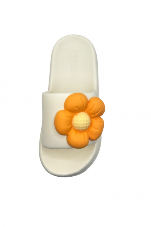 Papuci de dama, Tecos®, marime 35-36, alb cu imprimeu 3D floare, foarte usori, talpa anti-alunecare, 23 centimetri [2]
