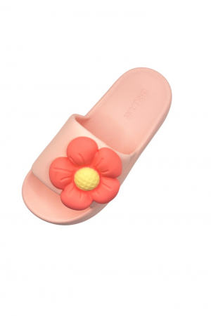 Papuci de dama, Tecos®, marime 35-36, roz cu imprimeu 3D floare, foarte usori, talpa anti-alunecare, 23 centimetri [3]