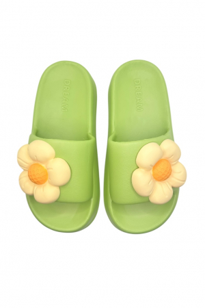 Papuci de dama, Tecos®, marime 35-36, verde cu imprimeu 3D floare, foarte usori, talpa anti-alunecare, 23 centimetri [4]