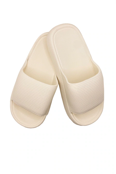 Papuci plaja - Papuci de dama, Tecos®, marime 40-41, alb, foarte usori, talpa anti-alunecare si aspect texturat, 26 centimetri
