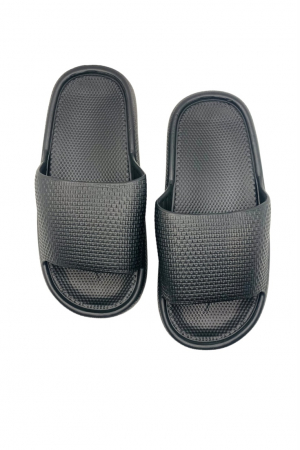 Papuci plaja - Papuci de dama, Tecos®, marime 36-37, negru, foarte usori, talpa anti-alunecare si aspect texturat, 24 centimetri
