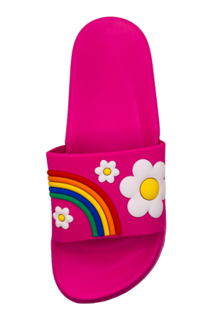 Papuci de piscina pentru dama cu imprimeu curcubeu, roz, marime 36, 22.5 centimetri [4]