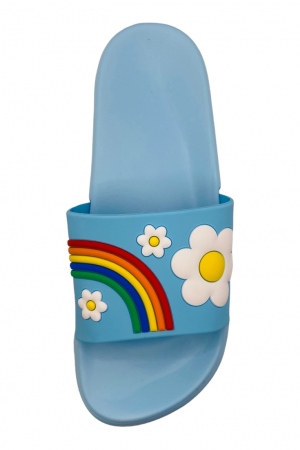 Papuci de piscina pentru dama cu imprimeu curcubeu, albastru, marime 36, 22.5 centimetri [4]