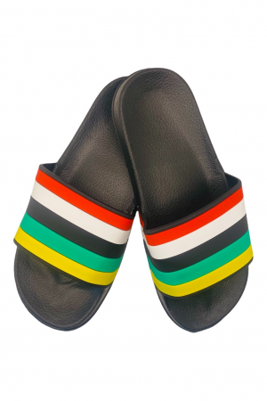 Papuci de piscina pentru dama cu imprimeu curcubeu, negru, marime 36, 23.5 centimetri [0]