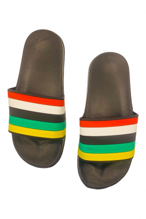 Papuci de piscina pentru dama cu imprimeu curcubeu, negru, marime 36, 23.5 centimetri [5]