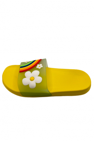 Papuci de piscina pentru dama cu imprimeu curcubeu, galben, marime 36, 23 centimetri [1]