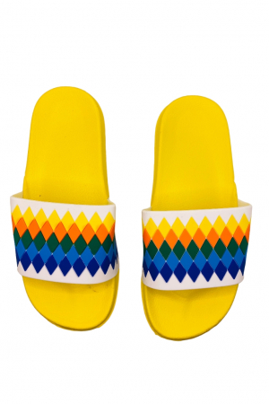 Papuci de piscina sau plaja pentru dama cu imprimeu multicolor, galben, marime 36, 24 centimetri [4]
