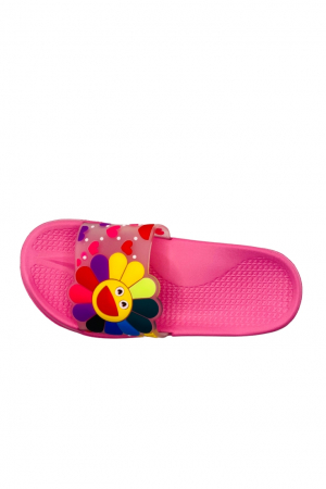 Papuci de piscina sau plaja pentru dama, TECOS, roz cu imprimeu floarea soarelui, marime 36, 23 centimetri [2]
