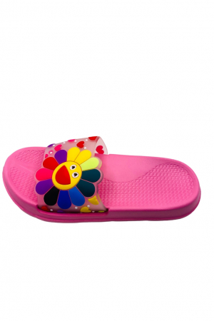 Papuci de piscina sau plaja pentru dama, TECOS, roz cu imprimeu floarea soarelui, marime 36, 23 centimetri [1]