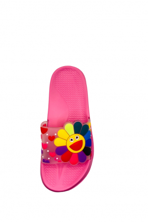 Papuci de piscina sau plaja pentru dama, TECOS, roz cu imprimeu floarea soarelui, marime 36, 23 centimetri [4]