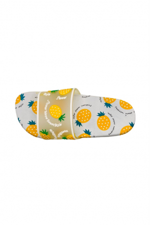 Papuci de plaja, albi/galbeni, imprimeu cu ananas, marime 40, 26 centimetri [2]