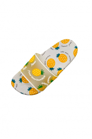 Papuci de plaja, albi/galbeni, imprimeu cu ananas, marime 40, 26 centimetri [3]