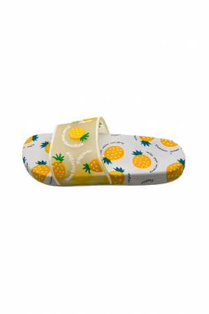 Papuci de plaja, albi/galbeni, imprimeu cu ananas, marime 40, 26 centimetri [1]