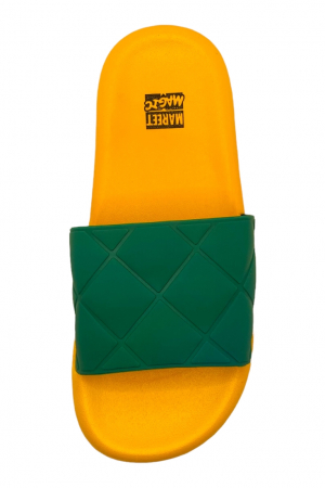 Papuci de plaja, galben, bareta cu carouri, mărime 36-37, 23.5 centimetri [3]