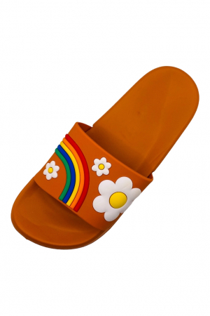 Papuci de piscina pentru dama cu imprimeu curcubeu, maro, marime 36, 22.5 centimetri [3]