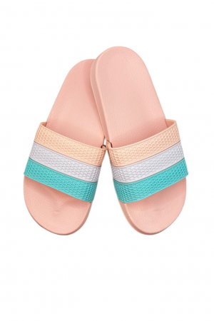 Papuci plaja - Papuci damă vară pastel – barete late colorate – model casual