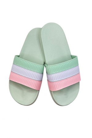 Papuci plaja - Papuci damă vară pastel – barete late colorate – model casual