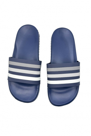 Papuci de plaja sau piscina pentru barbati, Tecos®, albastru cu dungi, marimea 45, 27.5 centimetri,usori, confortabili, cu design modern [3]