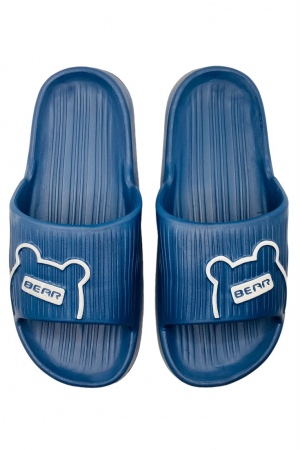 Papuci de plaja sau piscina pentru barbati, Tecos, albastru, marime 40-41, 25.5 centimetri, foarte usori, imprimeu ursulet [2]