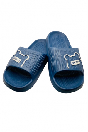Papuci plaja barbati - Papuci de plaja sau piscina pentru barbati, Tecos, albastru, marime 40-41, 25.5 centimetri, foarte usori, imprimeu ursulet