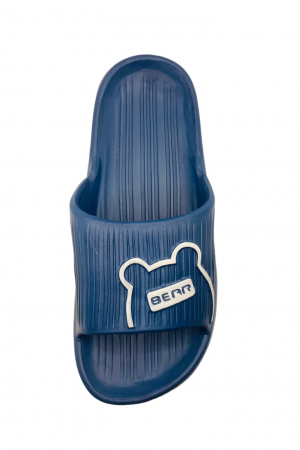 Papuci de plaja sau piscina pentru barbati, Tecos, albastru, marime 40-41, 25.5 centimetri, foarte usori, imprimeu ursulet [3]