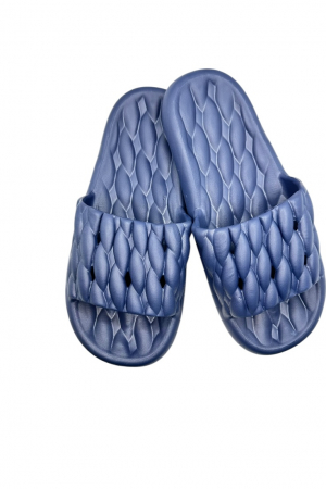 Papuci plaja barbati - Papuci de plaja sau piscina pentru barbati, Tecos®, albastru, marimea 40-41, 26 centimetri, usori, confortabili, aspect impletit