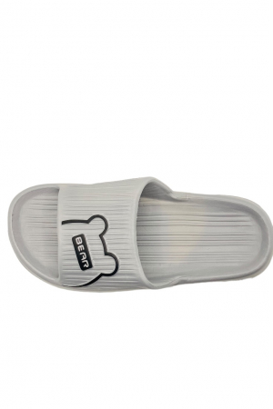 Papuci de plaja sau piscina pentru barbati, Tecos, gri, marime 40-41, 25.5 centimetri, foarte usori, imprimeu ursulet [3]