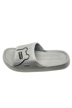 Papuci de plaja sau piscina pentru barbati, Tecos, gri, marime 40-41, 25.5 centimetri, foarte usori, imprimeu ursulet [1]