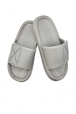 Papuci plaja barbati - Papuci de plaja sau piscina pentru barbati, Tecos, gri, marime 40-41, 25 centimetri, talpa comoda si design elegant, bareta reglabila cu arici