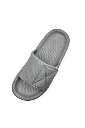 Papuci de plaja sau piscina pentru barbati, Tecos, gri, marime 40-41, 25 centimetri, talpa comoda si design elegant, bareta reglabila cu arici [2]